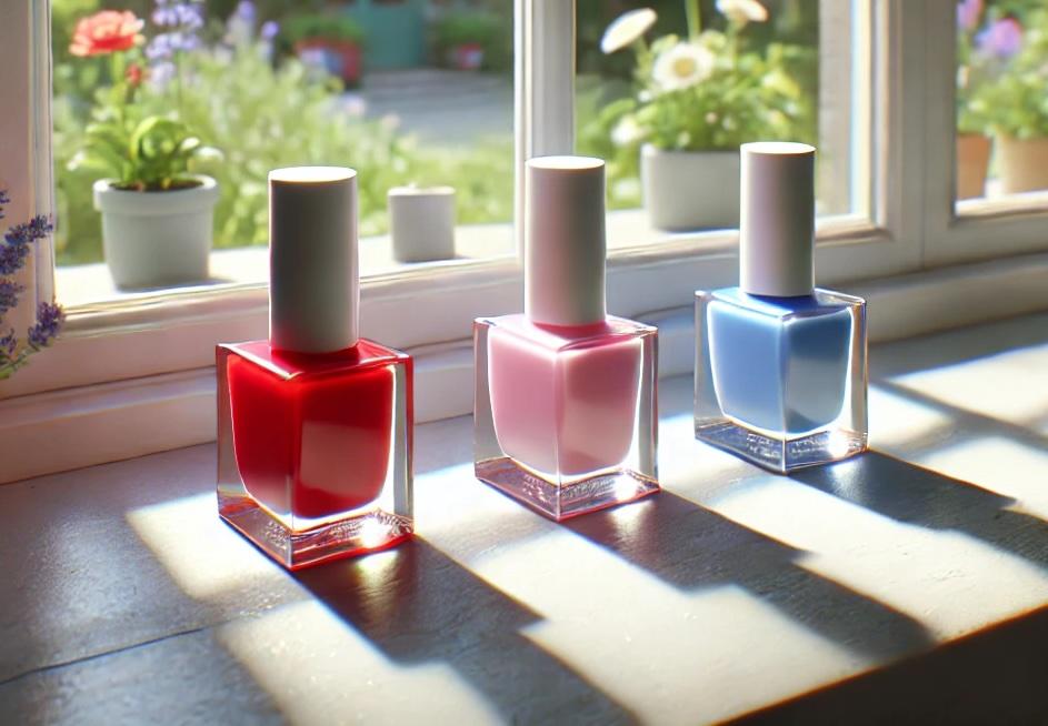nail polish containers on a window sill